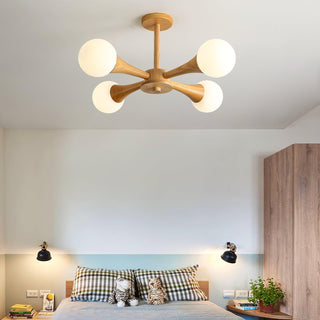 Lustra Lustre Globe en Bois Rétro