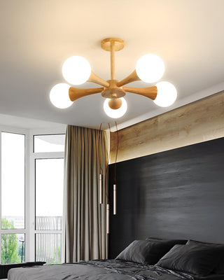 Lustra Lustre Globe en Bois Rétro