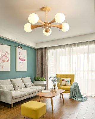 Lustra Lustre Globe en Bois Rétro