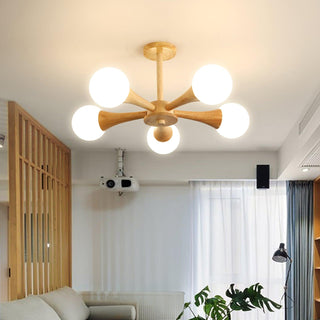 Lustra Lustre Globe en Bois Rétro