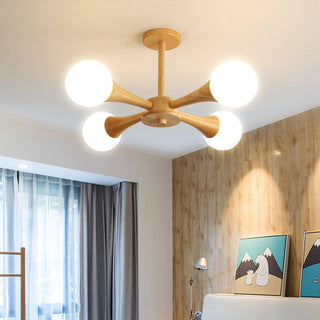 Lustra Lustre Globe en Bois Rétro