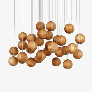 Wooden Orb Sphere Cluster Pendant Light-Neutral Decor