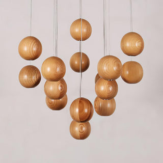 Wooden Orb Sphere Cluster Pendant Light-Neutral Decor