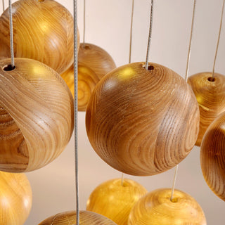 Wooden Orb Sphere Cluster Pendant Light-Neutral Decor