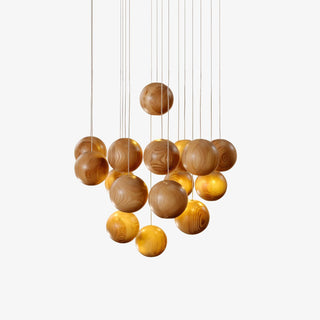 Wooden Orb Sphere Cluster Pendant Light-Neutral Decor