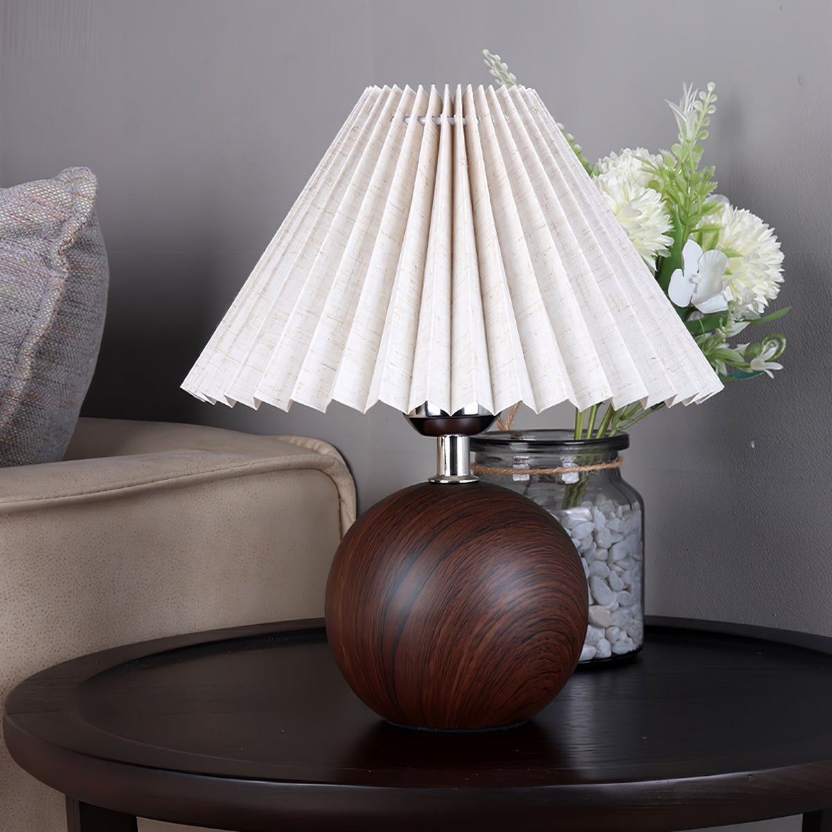 Zesilon Lampe de Table en Bois Sphérique