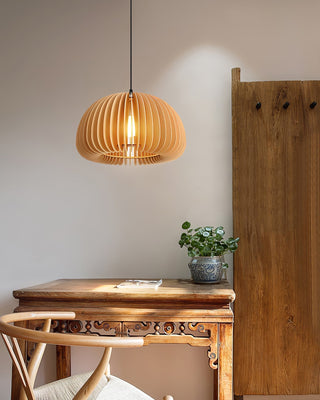 Solara Lampe Suspendue en Bois Dôme Citrouille Nordic