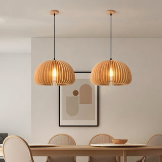 Solara Lampe Suspendue en Bois Dôme Citrouille Nordic