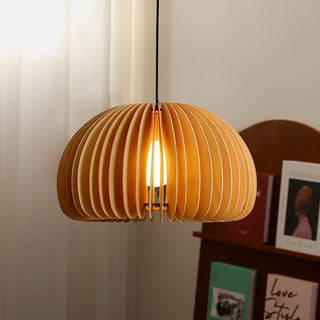 Solara Lampe Suspendue en Bois Dôme Citrouille Nordic
