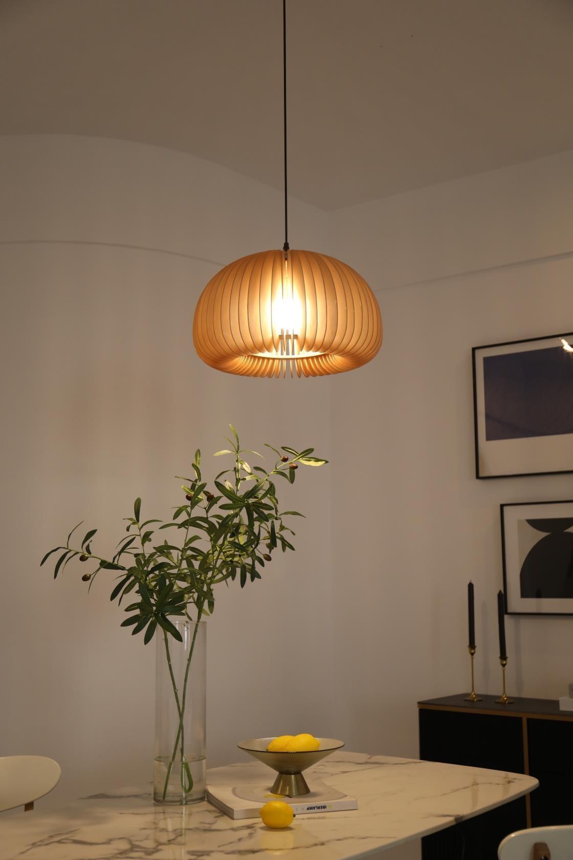 Floreira Lampe Suspendue en Bois Dôme Citrouille Nordic