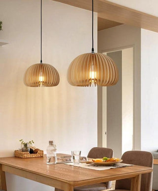 Solara Lampe Suspendue en Bois Dôme Citrouille Nordic