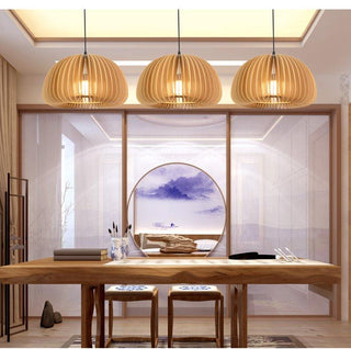 Solara Lampe Suspendue en Bois Dôme Citrouille Nordic