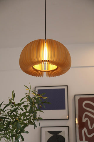 Solara Lampe Suspendue en Bois Dôme Citrouille Nordic