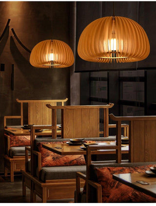 Solara Lampe Suspendue en Bois Dôme Citrouille Nordic
