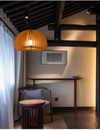 Solara Lampe Suspendue en Bois Dôme Citrouille Nordic