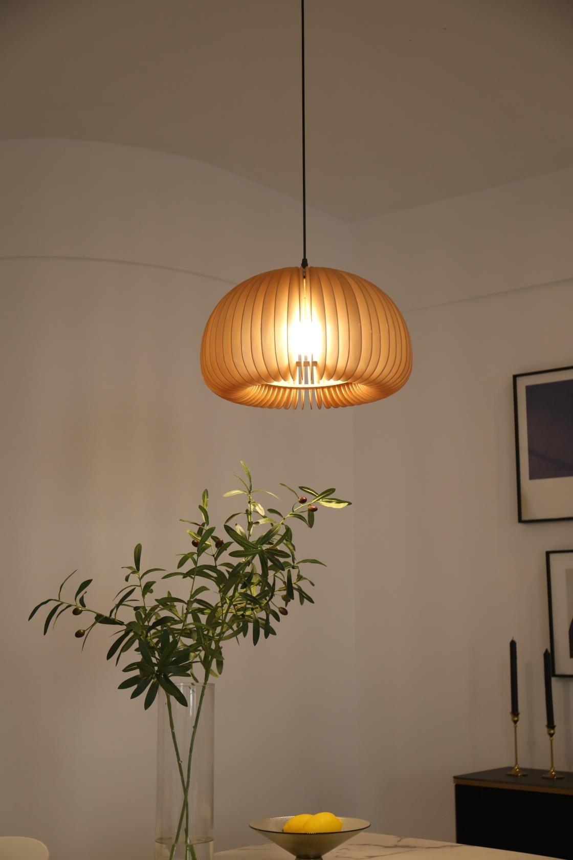 Floreira Lampe Suspendue en Bois Dôme Citrouille Nordic