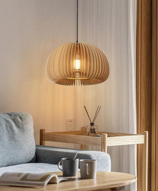 Solara Lampe Suspendue en Bois Dôme Citrouille Nordic