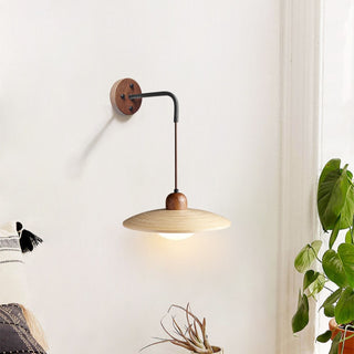 Wooden Saucer Wall Sconce-Neutral Decor