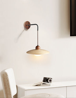 Wooden Saucer Wall Sconce-Neutral Decor