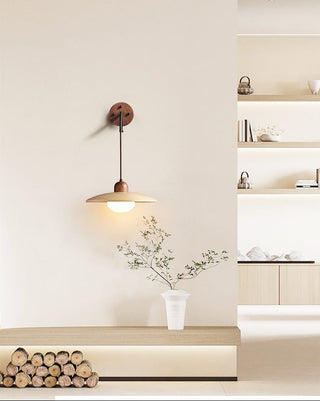 Wooden Saucer Wall Sconce-Neutral Decor