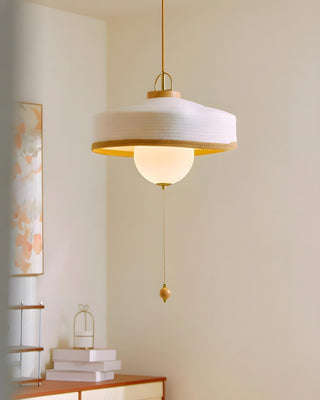 Woven Drum Globe Pendant Lamp-Neutral Decor