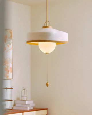 Woven Drum Globe Pendant Lamp-Neutral Decor