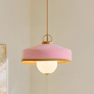 Woven Drum Globe Pendant Lamp-Neutral Decor