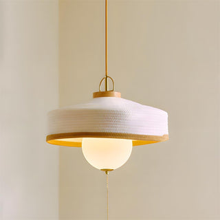 Woven Drum Globe Pendant Lamp-Neutral Decor