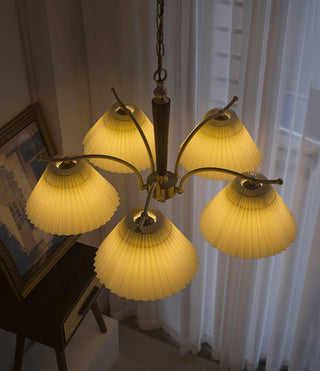Lustra Lustre en Laiton Abat-jour Plissé Classique