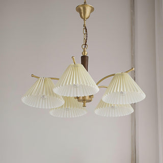 Lustra Lustre en Laiton Abat-jour Plissé Classique