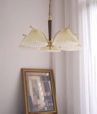 Lustra Lustre en Laiton Abat-jour Plissé Classique