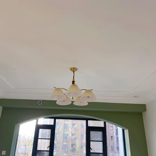 Lustra Lustre en Laiton Abat-jour Plissé Classique