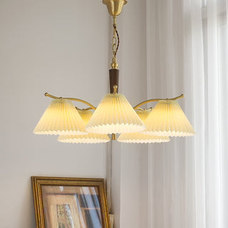 Lustra Lustre en Laiton Abat-jour Plissé Classique