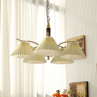 Lustra Lustre en Laiton Abat-jour Plissé Classique