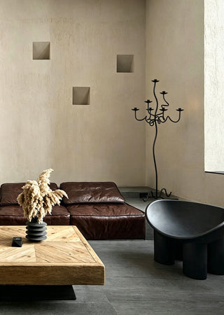 Hand Forged Iron Floor Candelabra-Neutral Decor