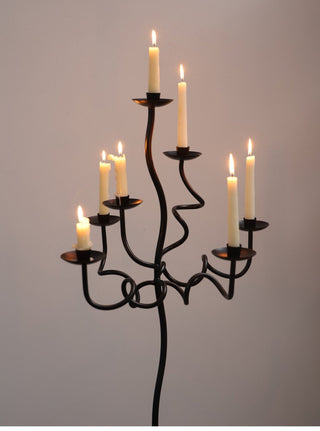 Hand Forged Iron Floor Candelabra-Neutral Decor