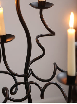 Hand Forged Iron Floor Candelabra-Neutral Decor