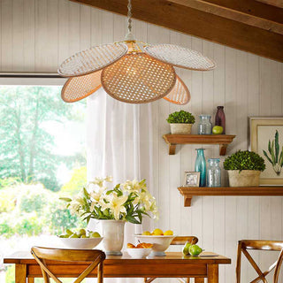 Ritta Suspension Petale Naturelle, Metal/Rotin, Bois, Chambre à Coucher