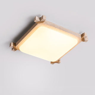 Arlo Plafonnier Carré Jaune en Travertin