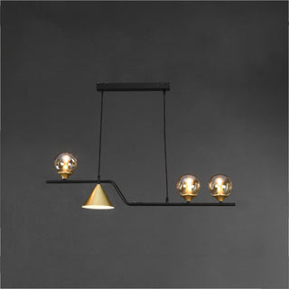 Ray Moderne LED Suspension Noir/Or Verre Salon/Chambre à Coucher