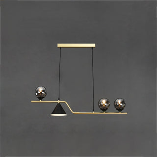 Ray Moderne LED Suspension Noir/Or Verre Salon/Chambre à Coucher