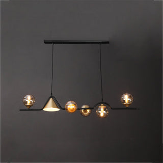 Ray Moderne LED Suspension Noir/Or Verre Salon/Chambre à Coucher