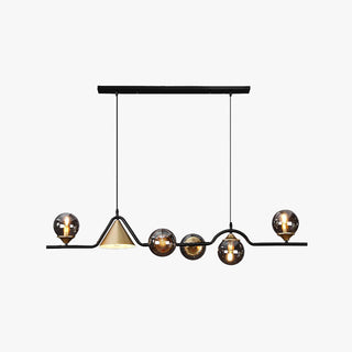 Ray Moderne LED Suspension Noir/Or Verre Salon/Chambre à Coucher
