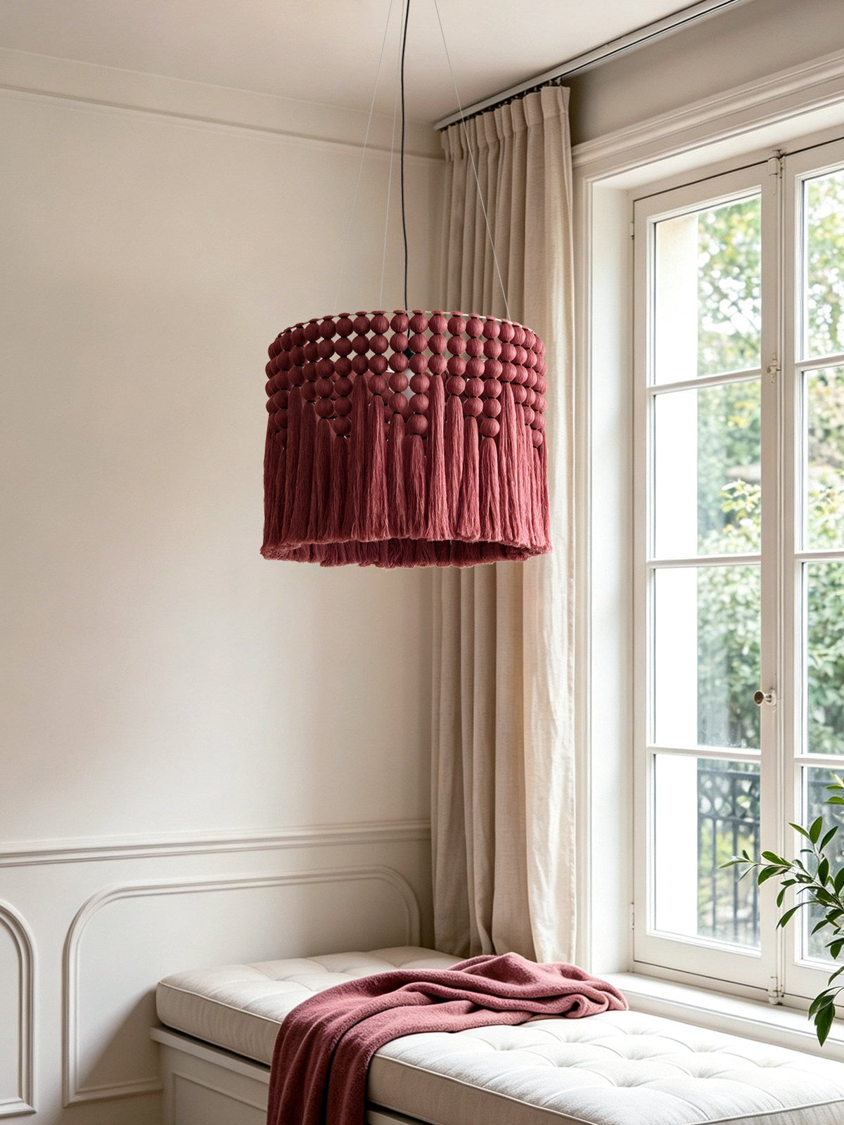 Verleigh Suspension En Macramé À Franges
