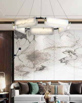 Syphaen Lustre Métal Albâtre Luxe Postmoderne