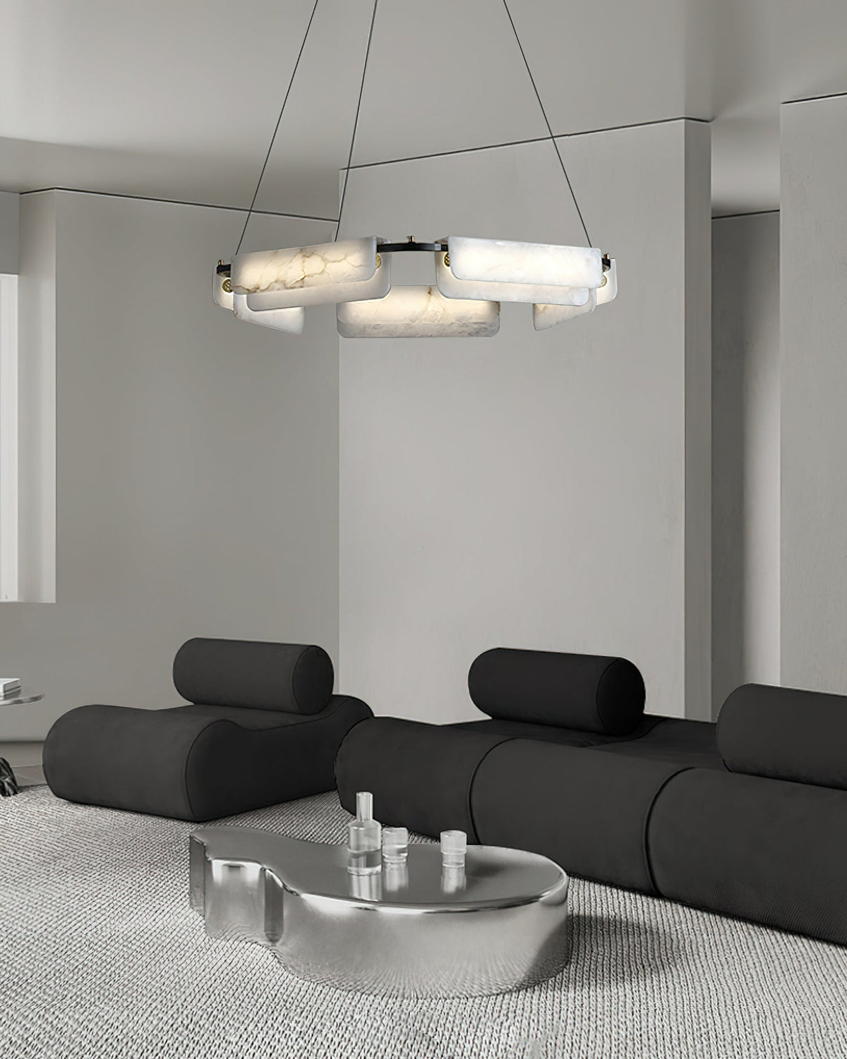 Syphaen Lustre Métal Albâtre Luxe Postmoderne