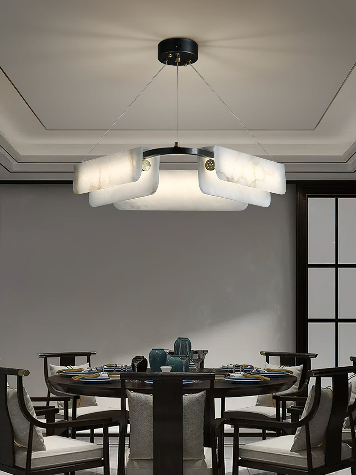 Syphaen Lustre Métal Albâtre Luxe Postmoderne