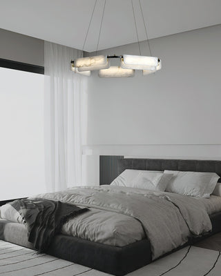 Syphaen Lustre Métal Albâtre Luxe Postmoderne