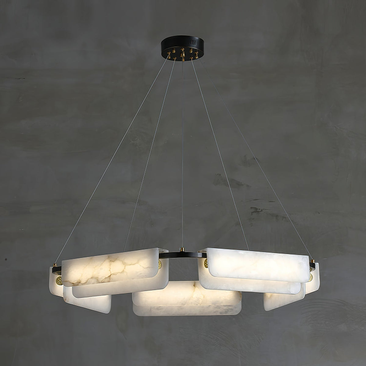 Syphaen Lustre Métal Albâtre Luxe Postmoderne