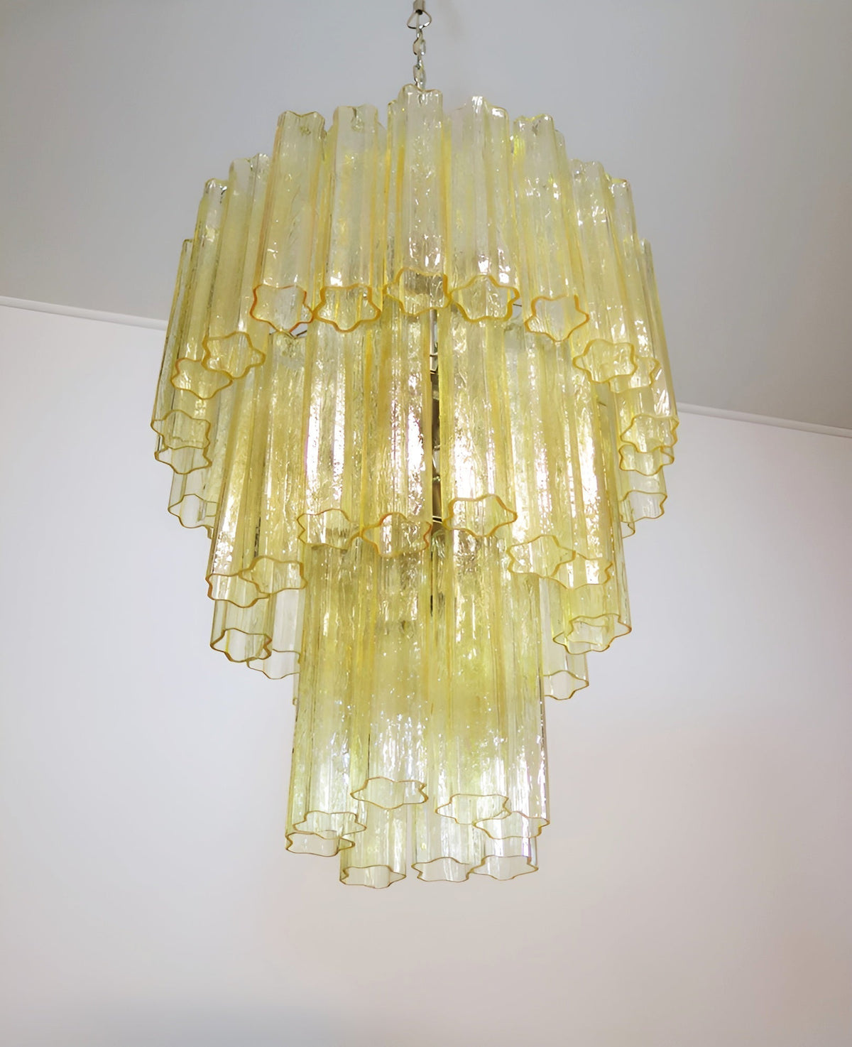 Jorisa Lustre Jaune Verre Tube Étagé Chaud